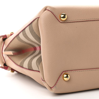 Burberry Grainy Calfskin House Check Medium Banner Tote Beige 8 of 9