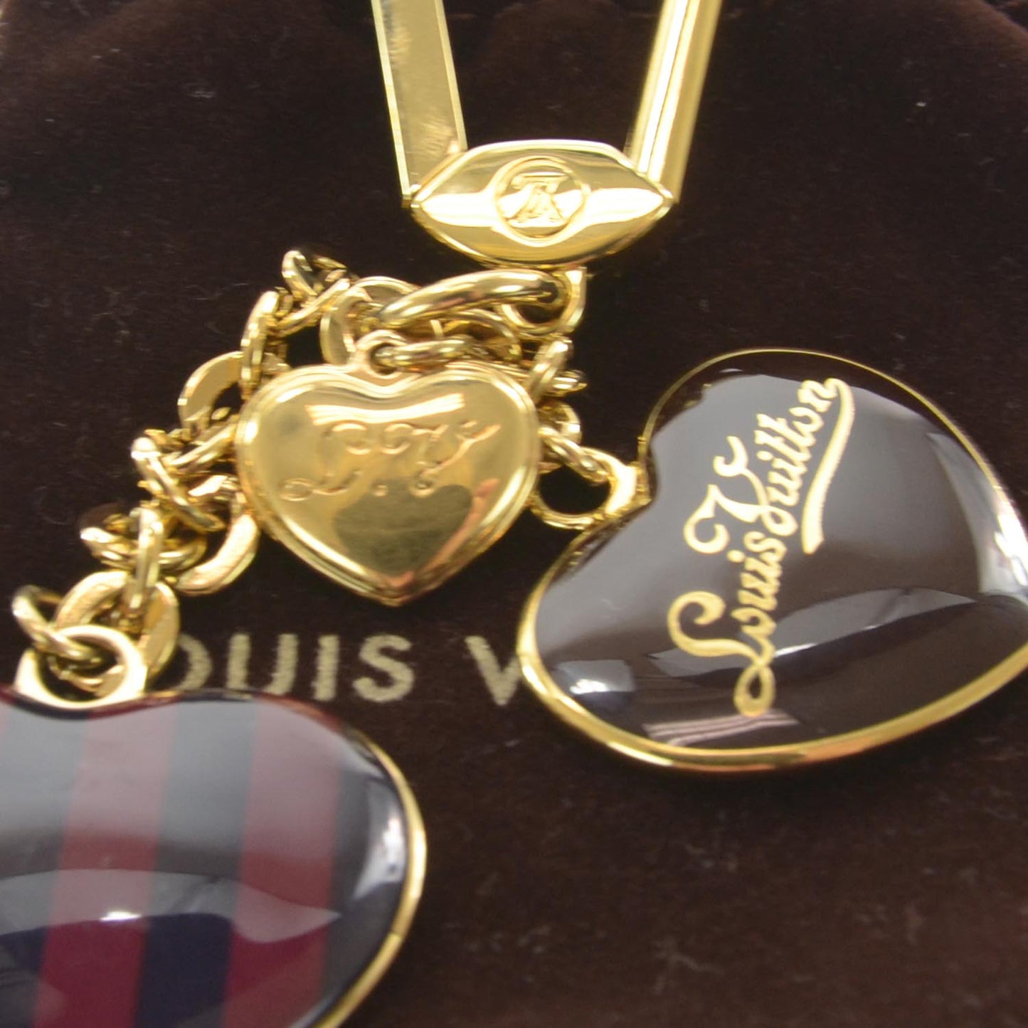 Rayures Coeur Bag Charm Key Holder Amarante