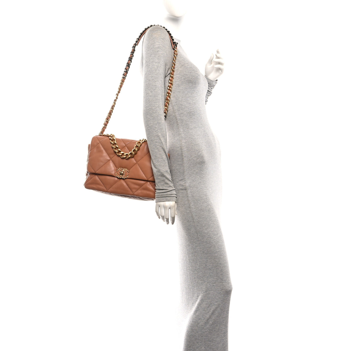 Chanel Lambskin Quilted Large Chanel 19 Flap Brown 2 of 10