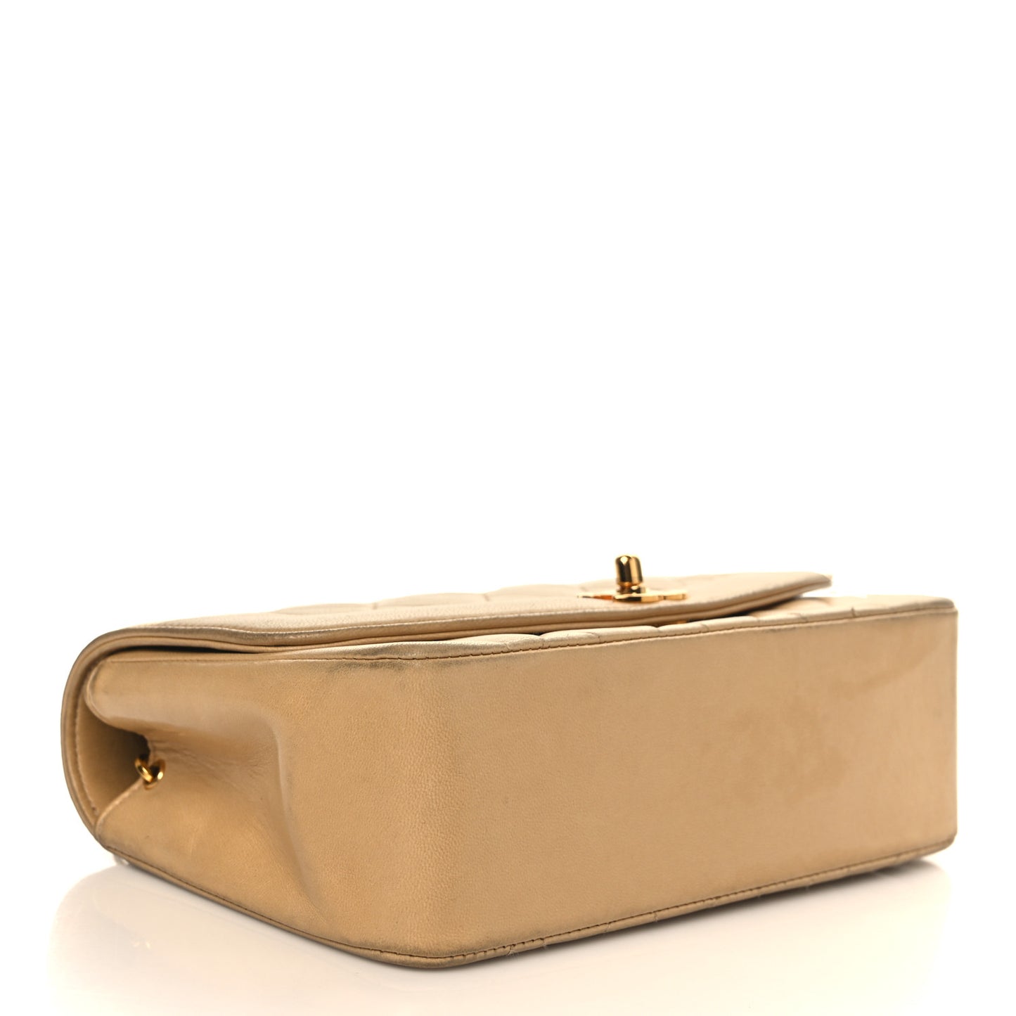Lambskin Quilted Small Single Flap Beige