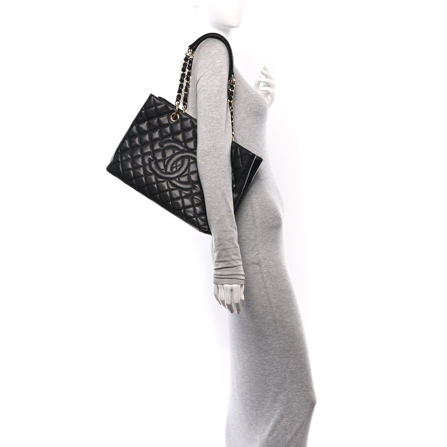Caviar Quilted Grand Shopping Tote GST Black