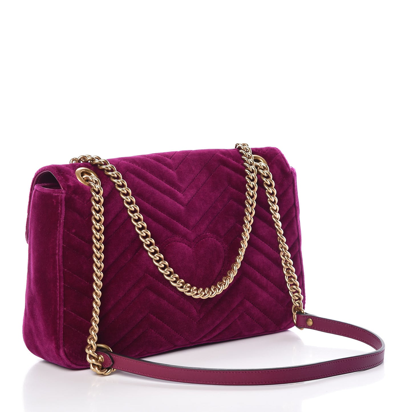 Velvet Matelasse Medium GG Marmont Shoulder Bag Fuchsia Violet Cyclamen