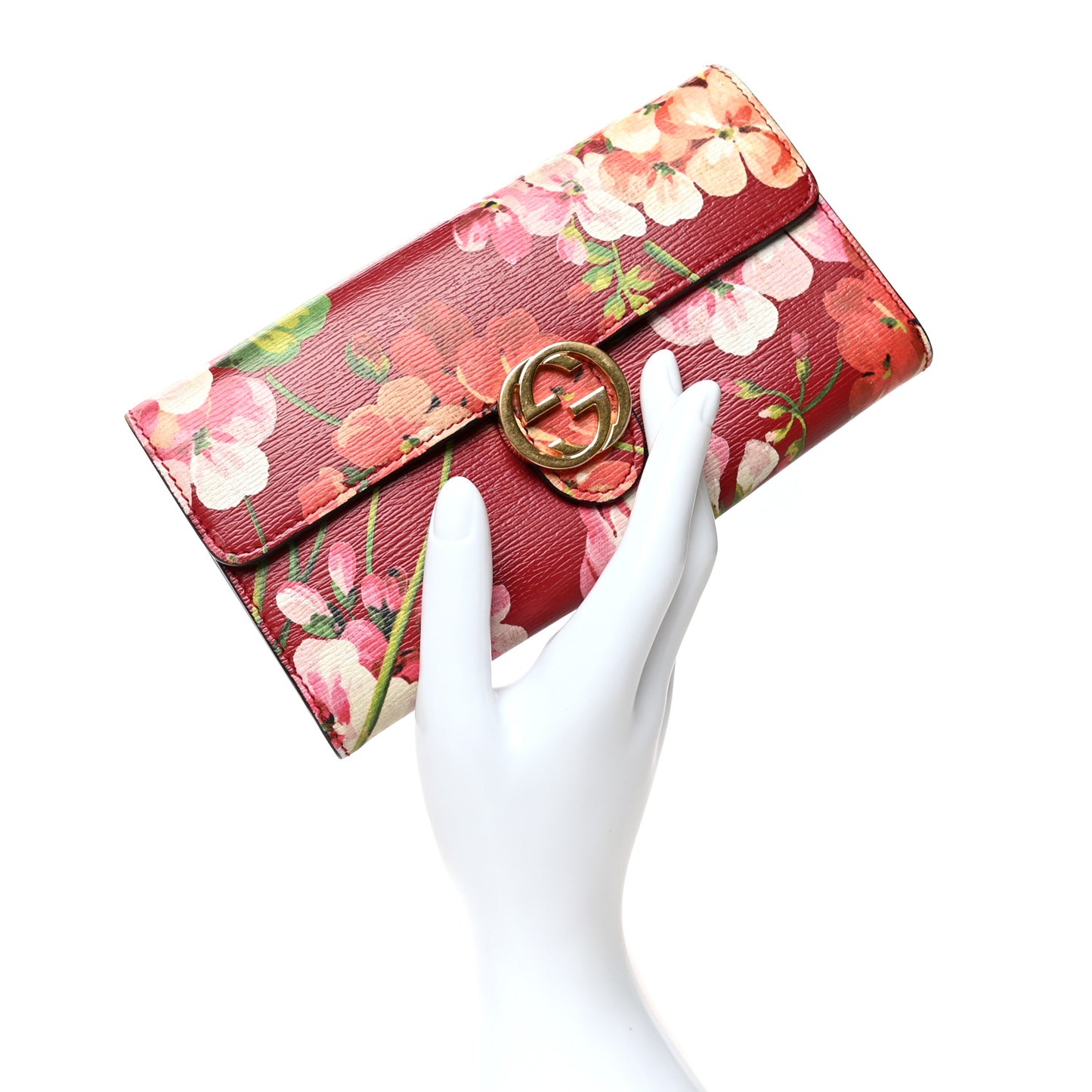Shangai Calfskin Blooms Print Icon Continental Wallet Romantic Cerise Multicolor