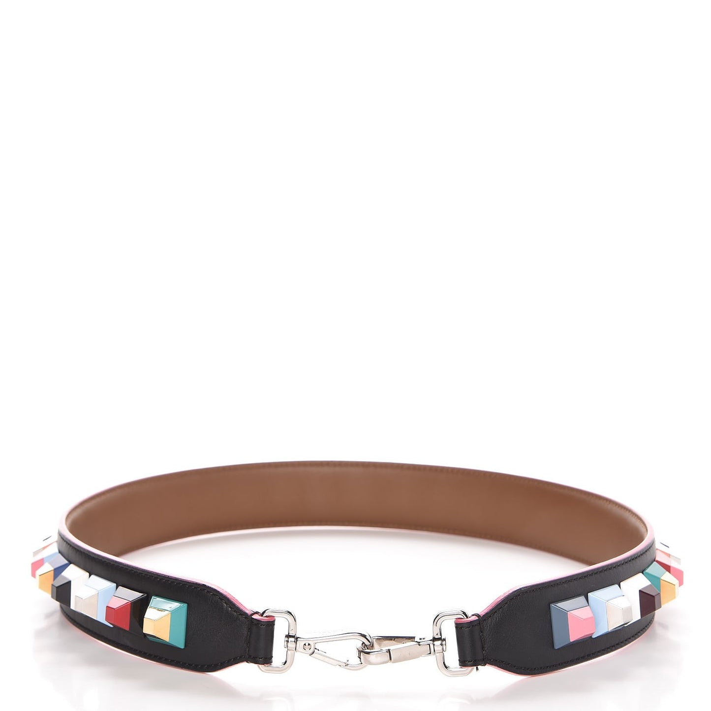 Vitello Dolce Plexiglass Bi-Color Studded Strap You Black Brownie Multicolor
