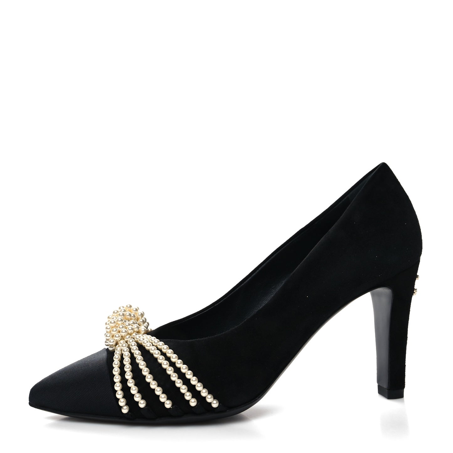 Suede Pearl Grosgrain Pumps 36.5 Black