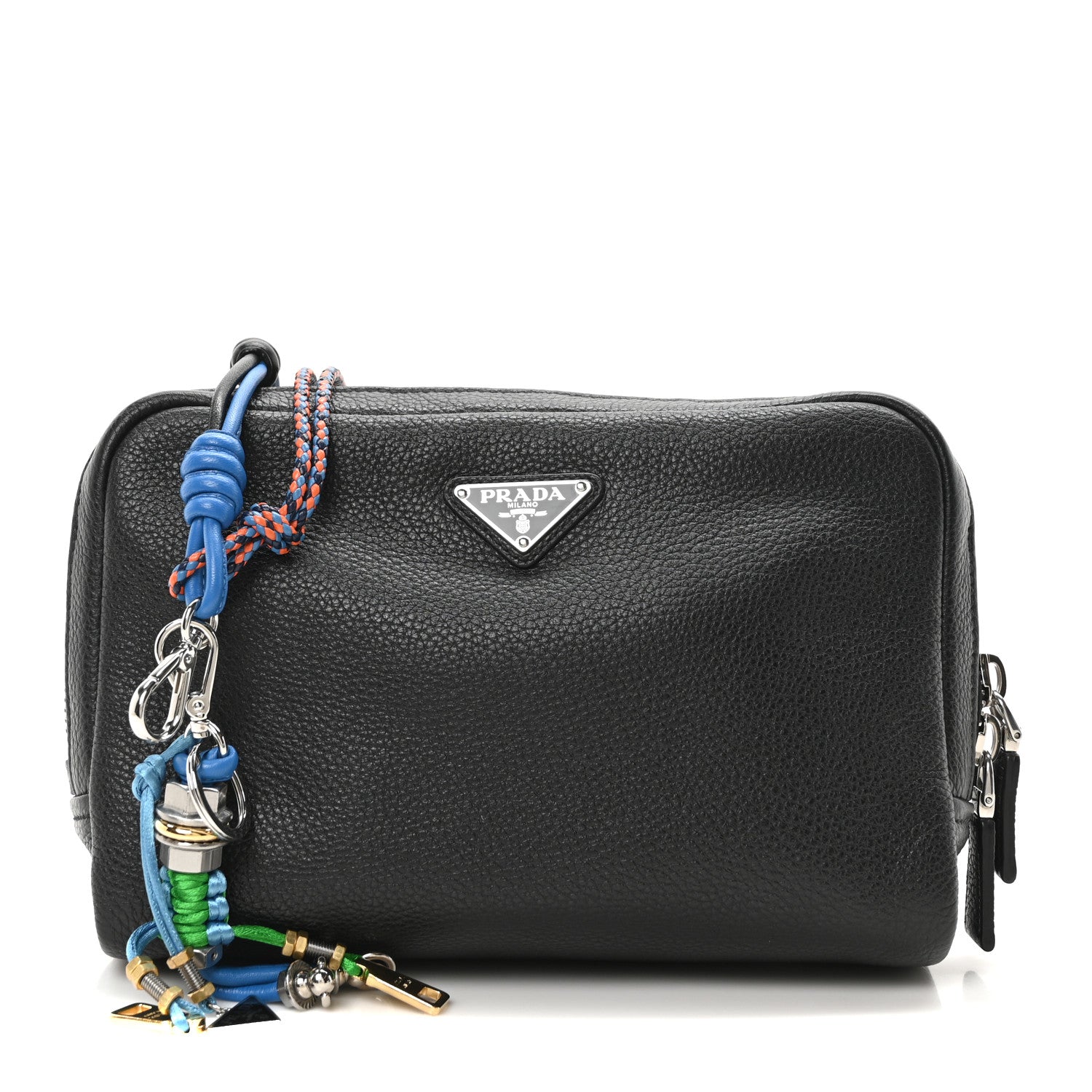 Prada Vitello Daino Charm Shoulder Bag Black 1 of 9