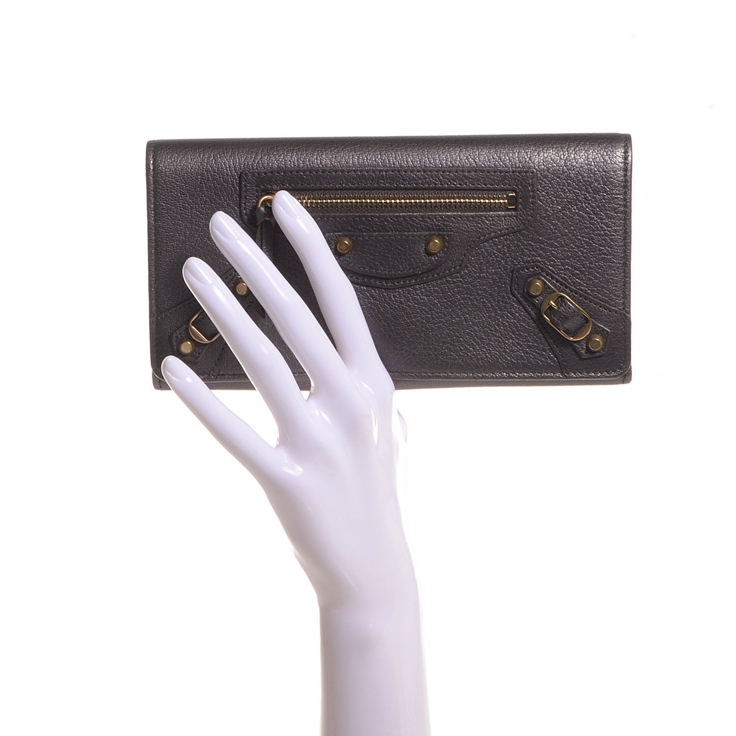 Agneau Classic Gold Hardware Pearly Money Wallet Bronze