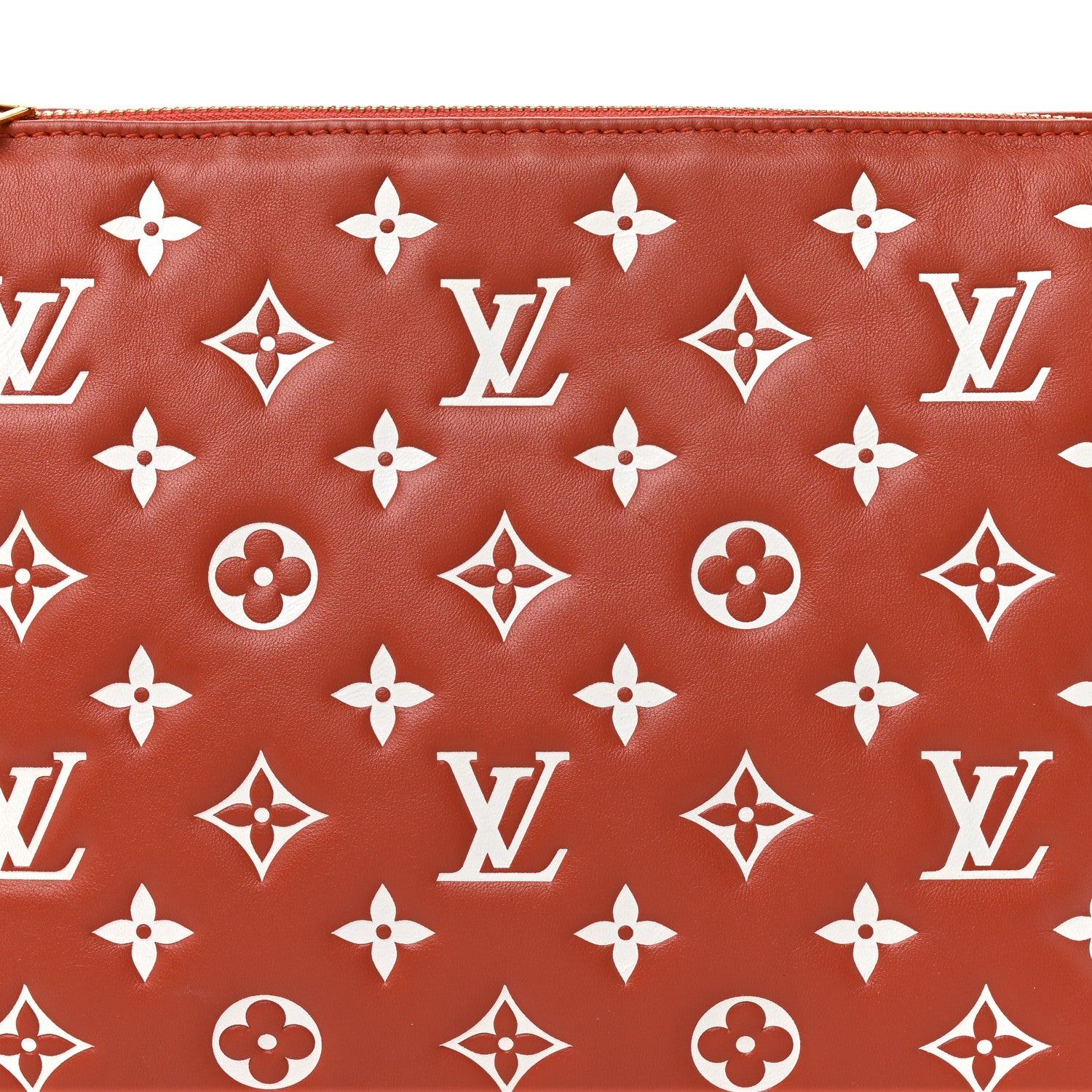Louis Vuitton Lambskin Embossed Monogram Coussin PM Terracotta Brown 9 of 11