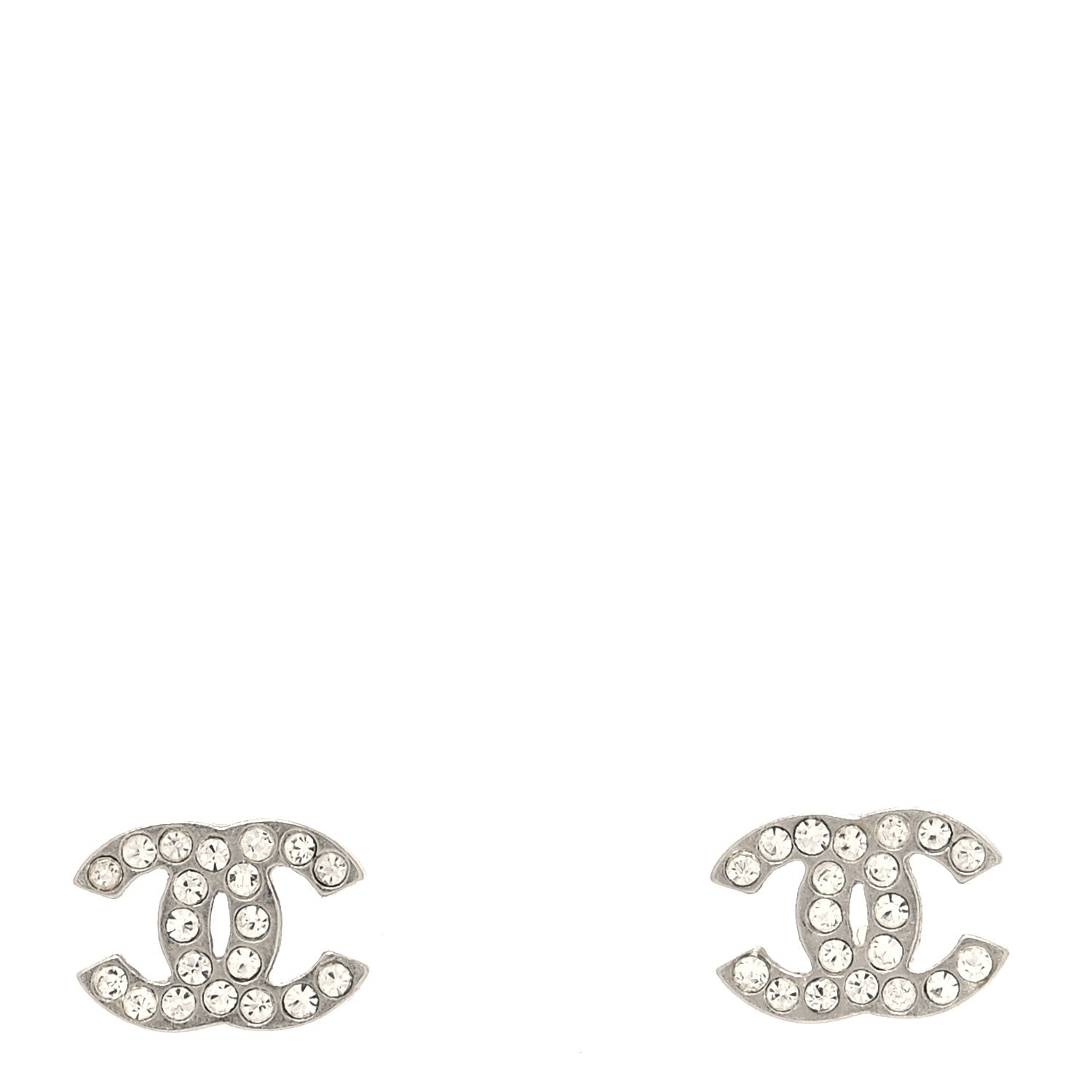 Chanel Crystal Mini Timeless CC Earrings Silver 1 of 4