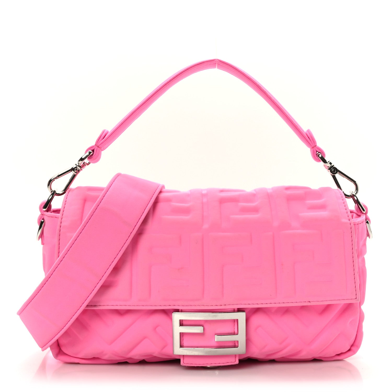 Fendi Lycra FF 1974 Embossed Baguette Rosa Fluo 1 of 8