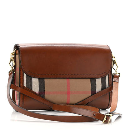 Burberry House Check Bridle Calfskin Small Abbott Crossbody Bag Tan 2 of 13