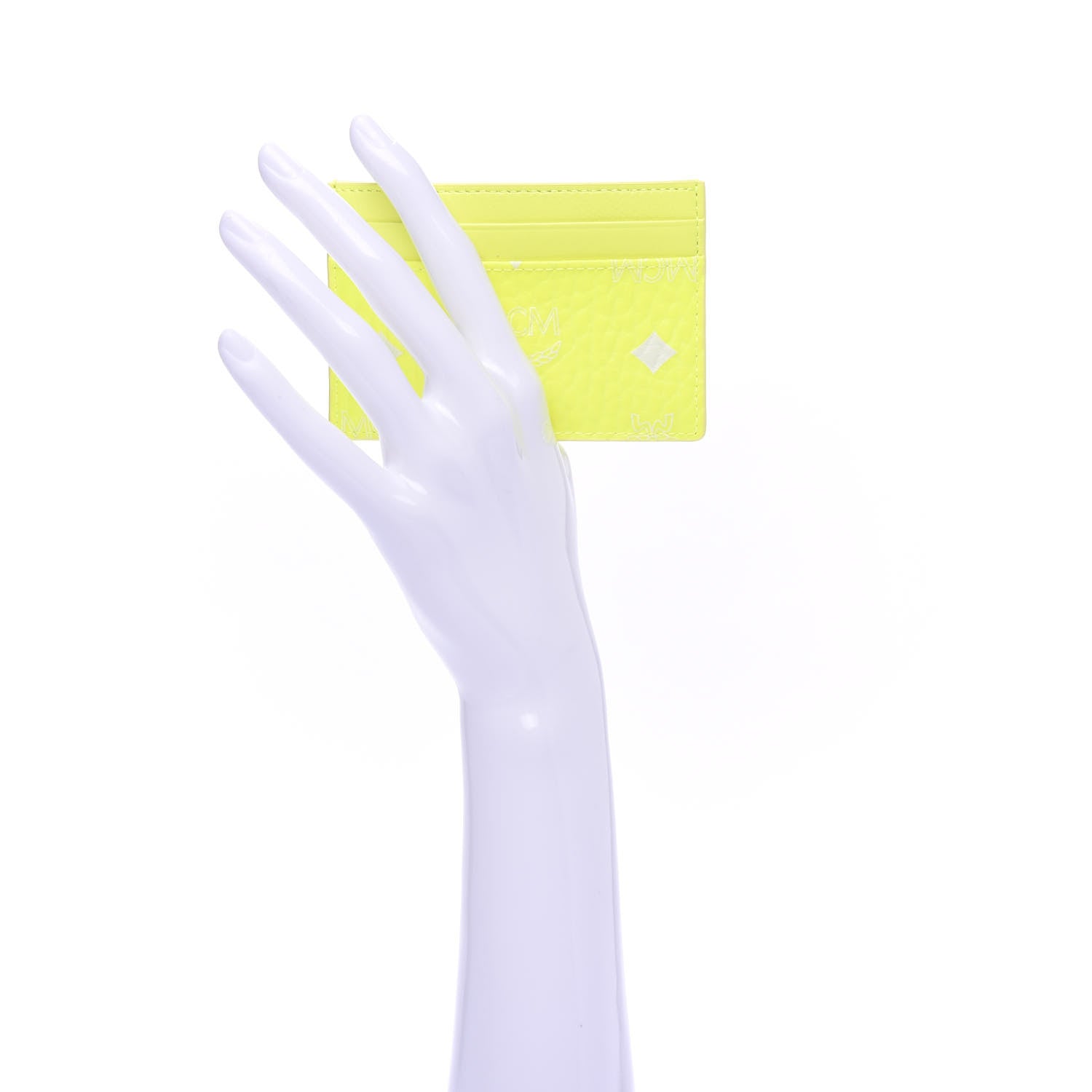 MCM Visetos Card Case Neon Yellow 2 of 7
