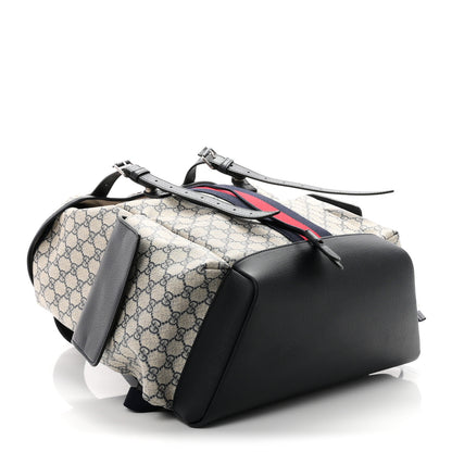 Gucci GG Supreme Monogram Medium Ophidia Double Buckle Backpack Beige Blue Black 4 of 10