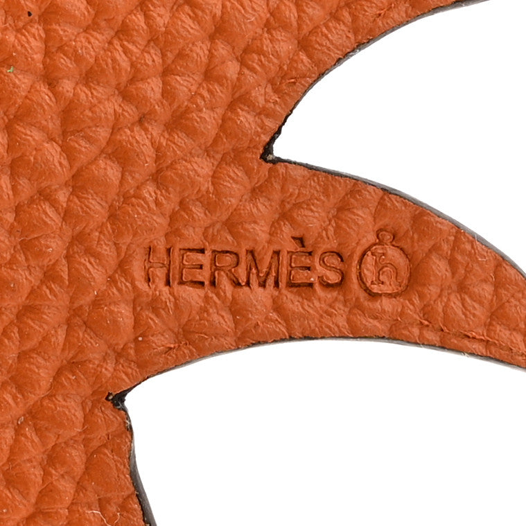 Hermes Taurillon Clemence Epsom Petit H Pineapple Bag Charm Orange Rouge H 3 of 5