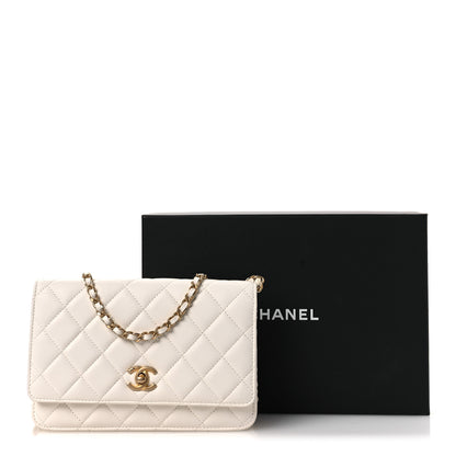 Chanel Lambskin Quilted CC Pearl Crush Wallet on Chain WOC White 14 of 14