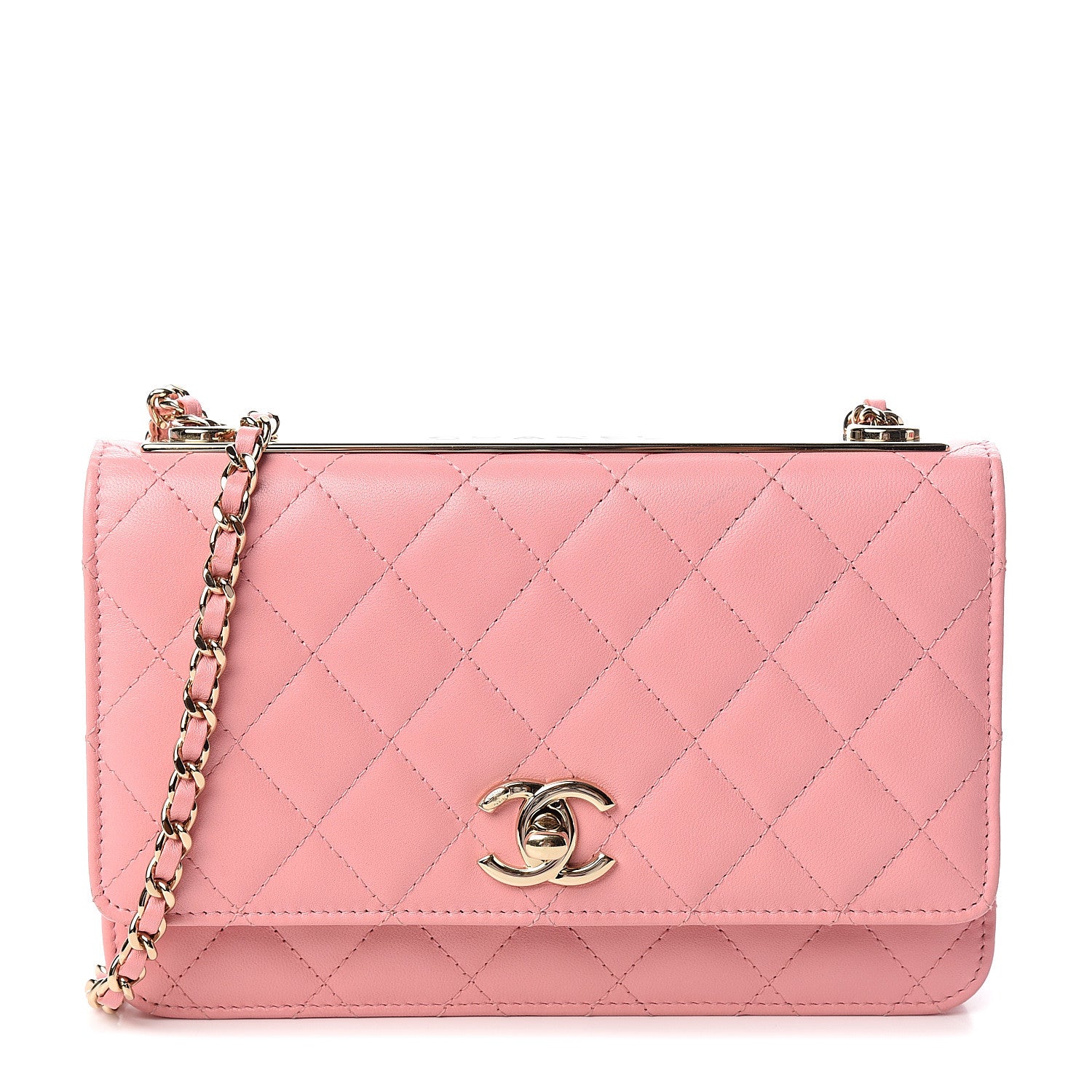 Chanel Lambskin Quilted Trendy CC Wallet On Chain WOC Pink 1 of 12