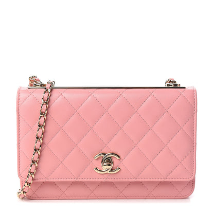 Chanel Lambskin Quilted Trendy CC Wallet On Chain WOC Pink 1 of 12
