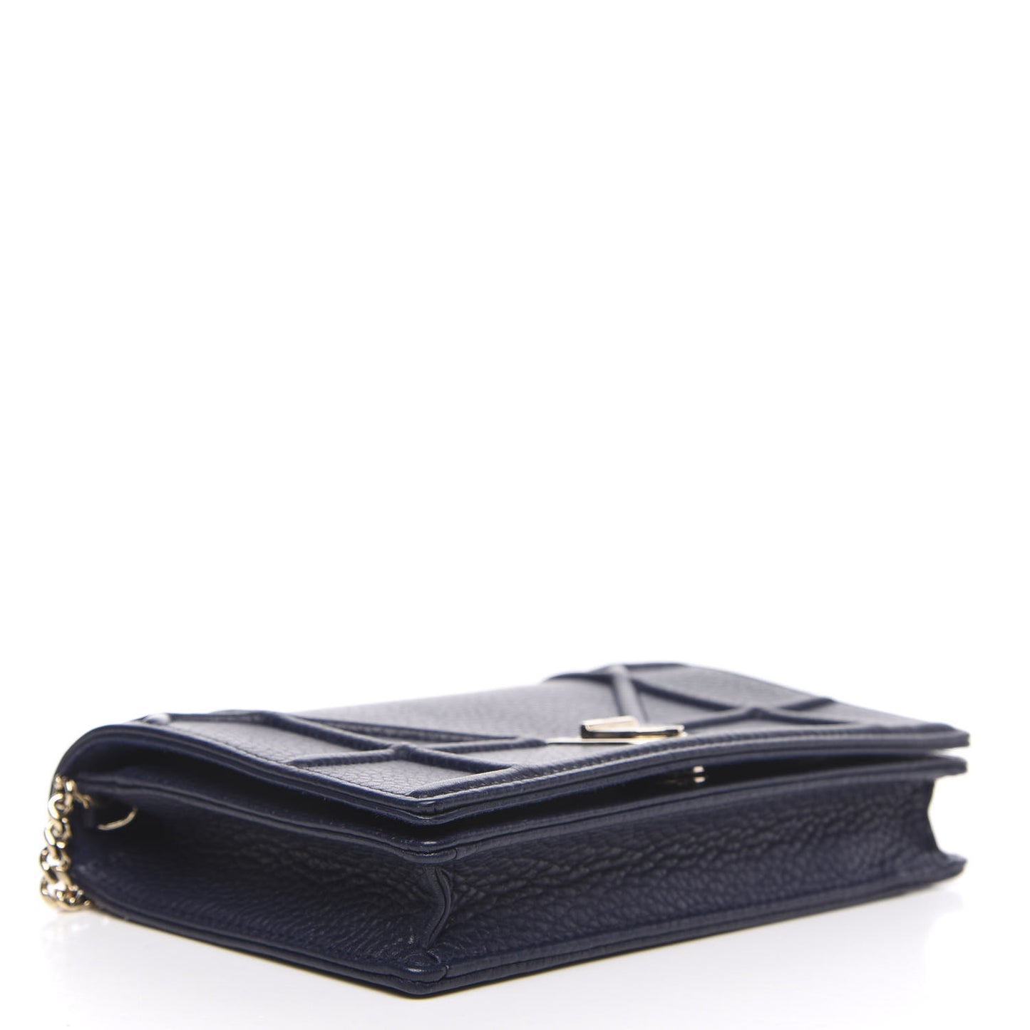 Grained Calfskin Diorama Wallet on Chain Pouch Indigo