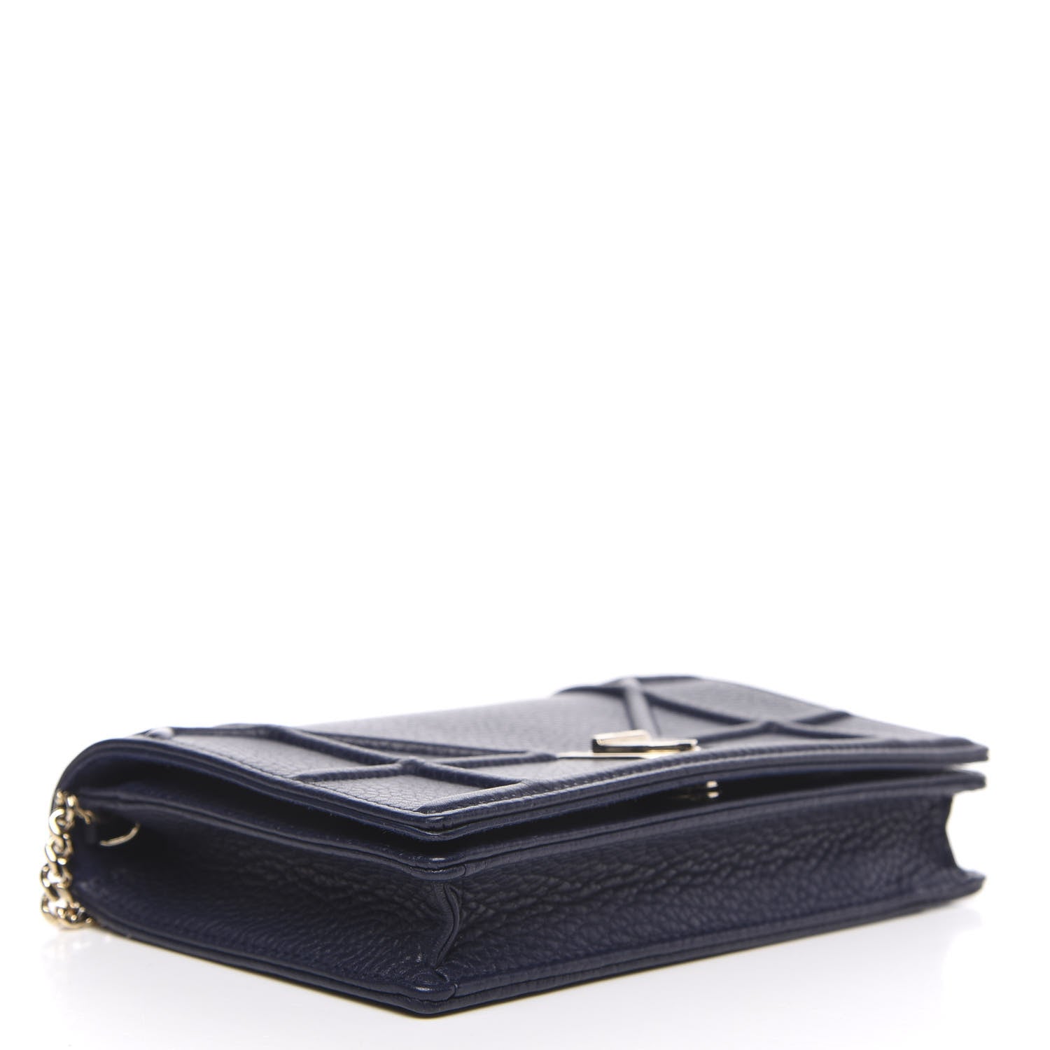 Christian Dior Grained Calfskin Diorama Wallet on Chain Pouch Indigo 4 of 10