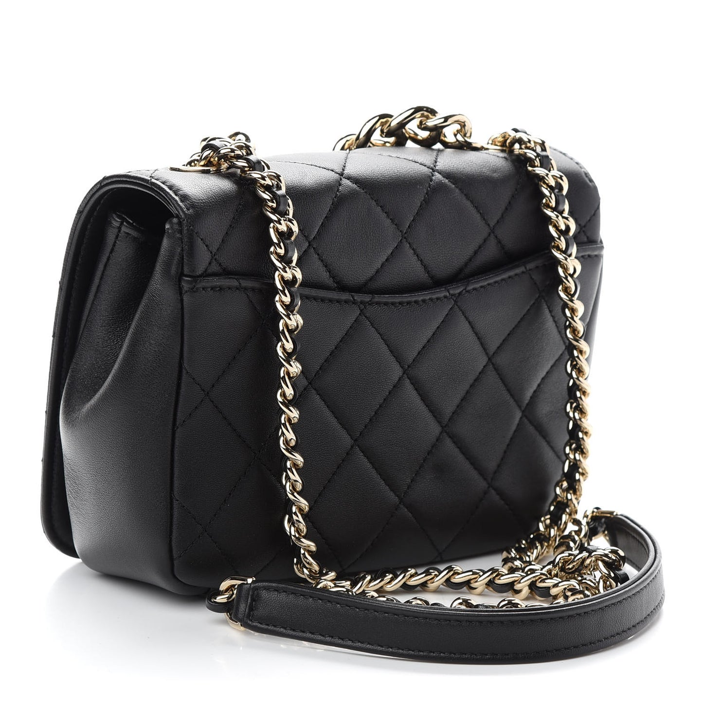 Lambskin Quilted Studded CC Flap Black