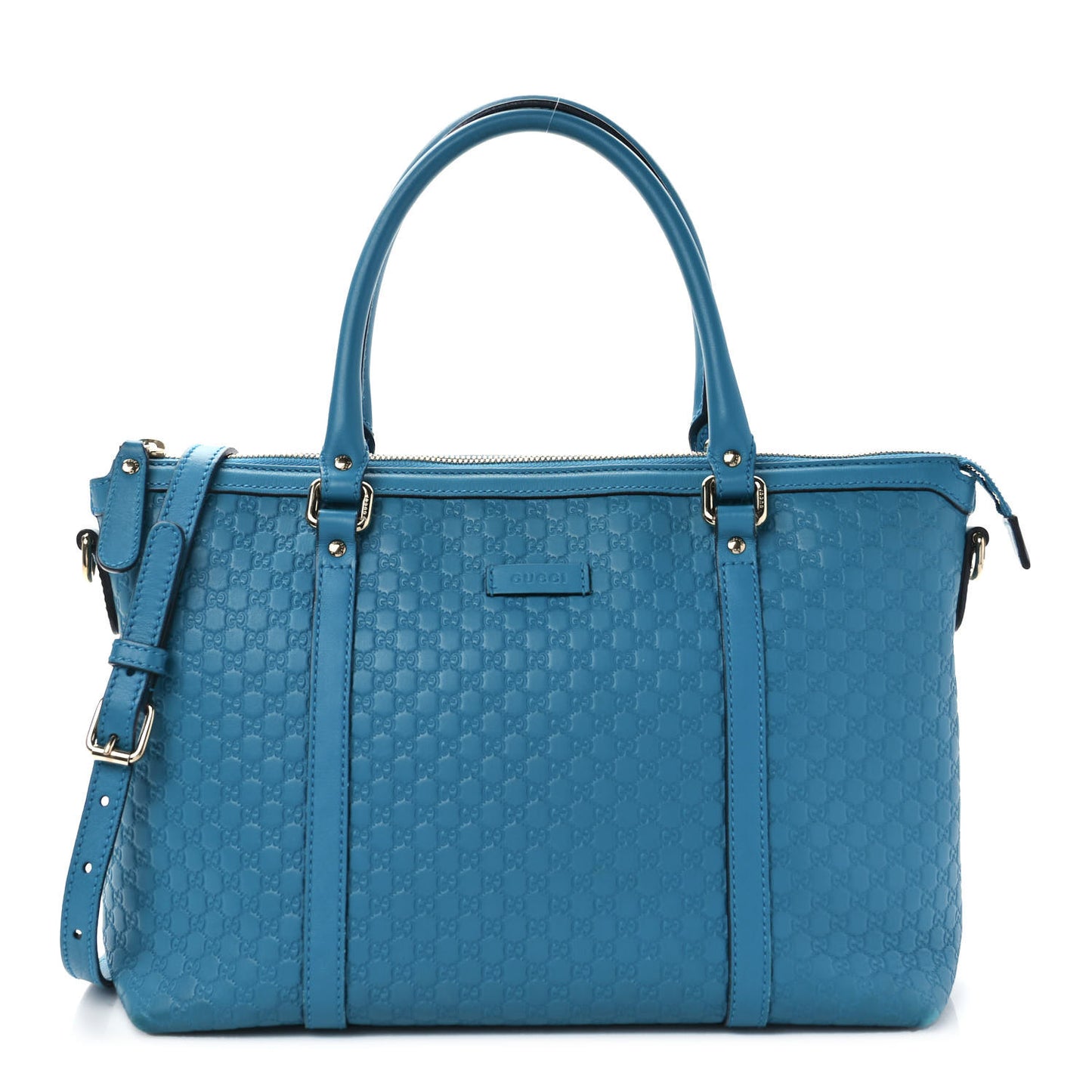 Soft Microguccissima Small Zippered Satchel Deep Cobalt