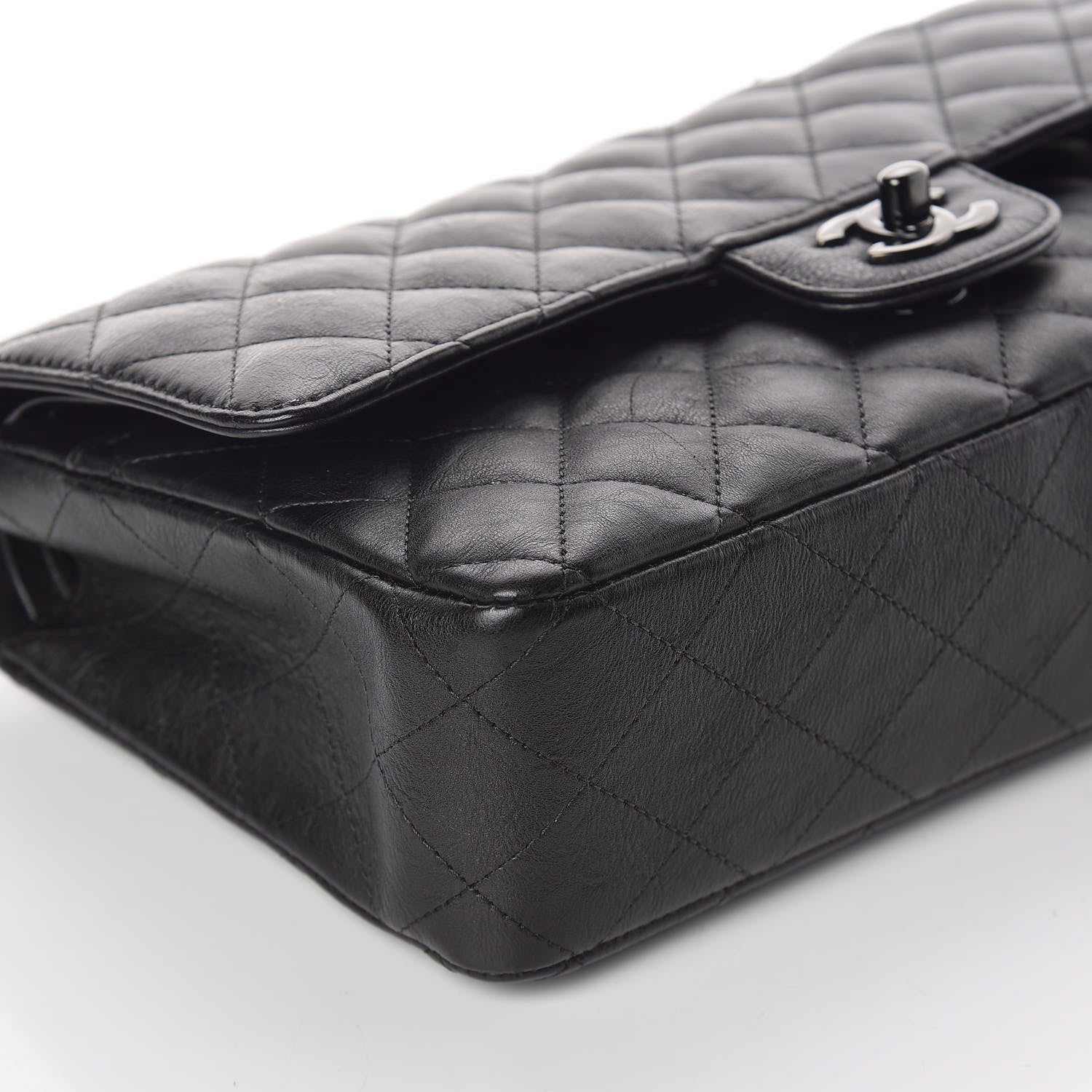 Chanel Crumpled Calfskin Quilted Medium Double Flap So Black 5 of 12