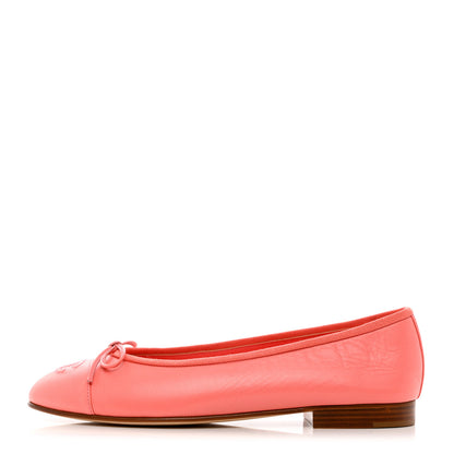 Chanel Goatskin Cap Toe CC Ballerina Flats 37 Pink 1 of 11