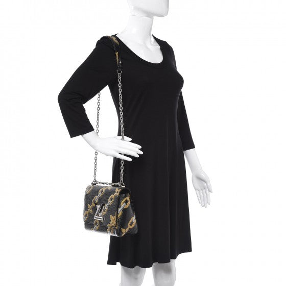 Epi Chain Flower Twist Shoulder Bag MM Black