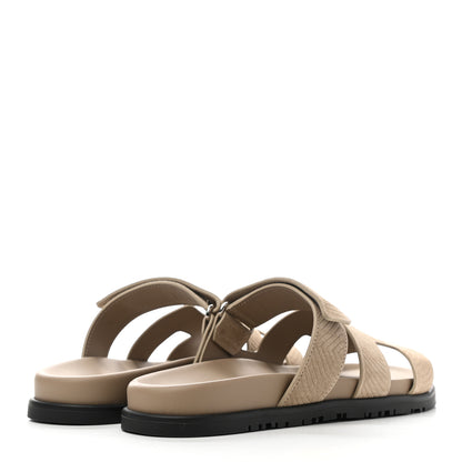 Hermes Suede Goatskin Chaine d'Ancre Womens Chypre Sandals 39 Beige Sable 4 of 10