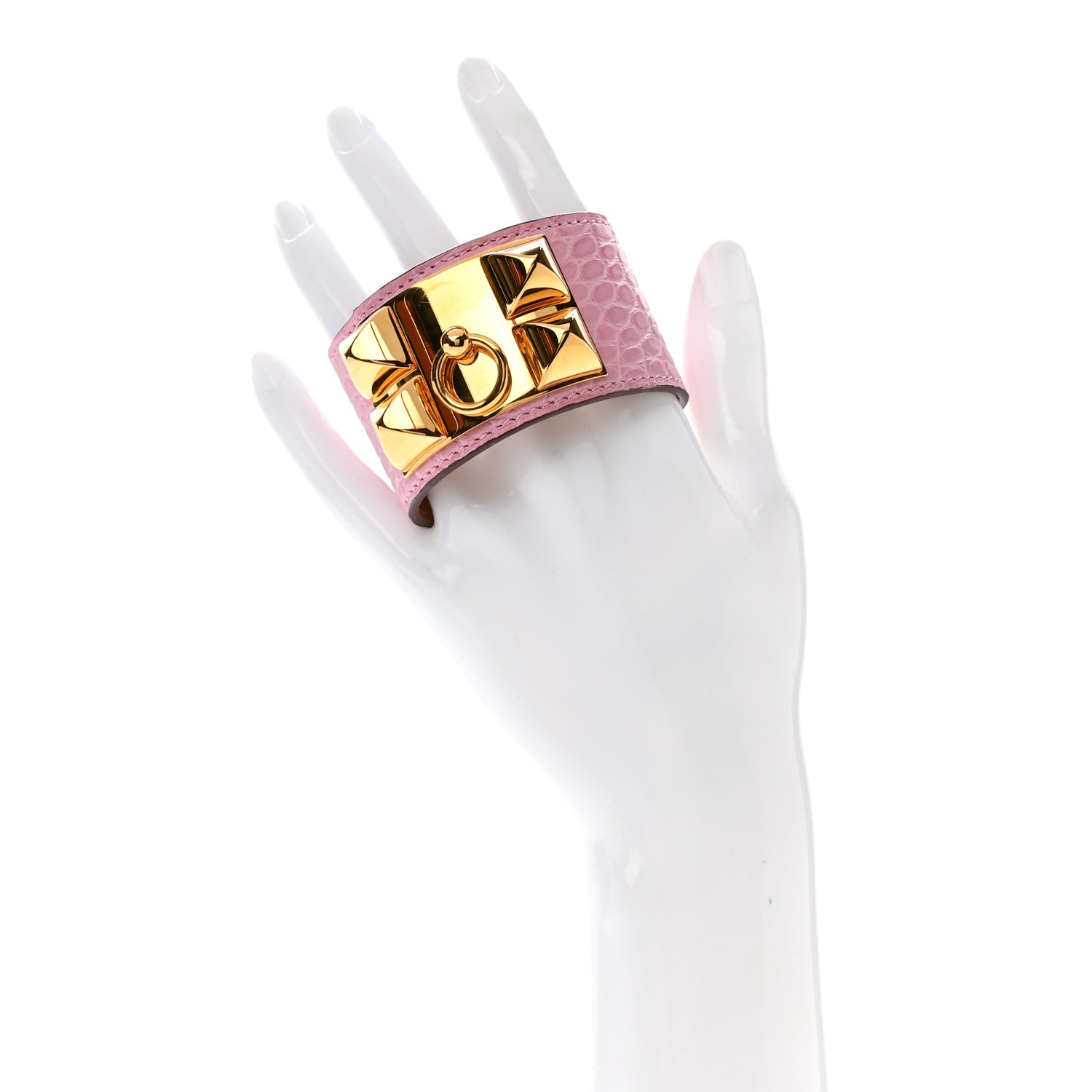 Hermes Matte Alligator Collier De Chien CDC Bracelet T2 5P Pink 2 of 6