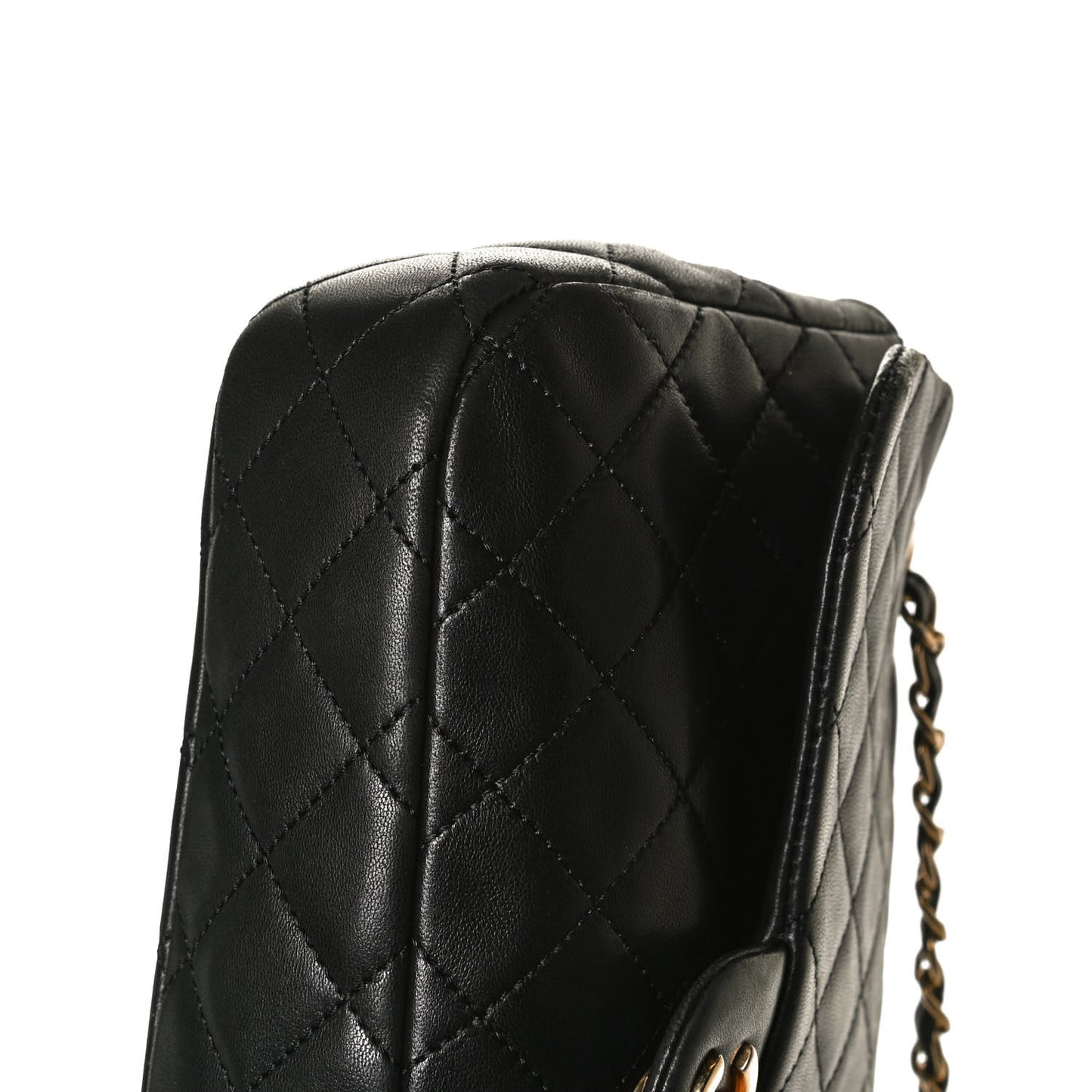 Lambskin Quilted Single Flap Black