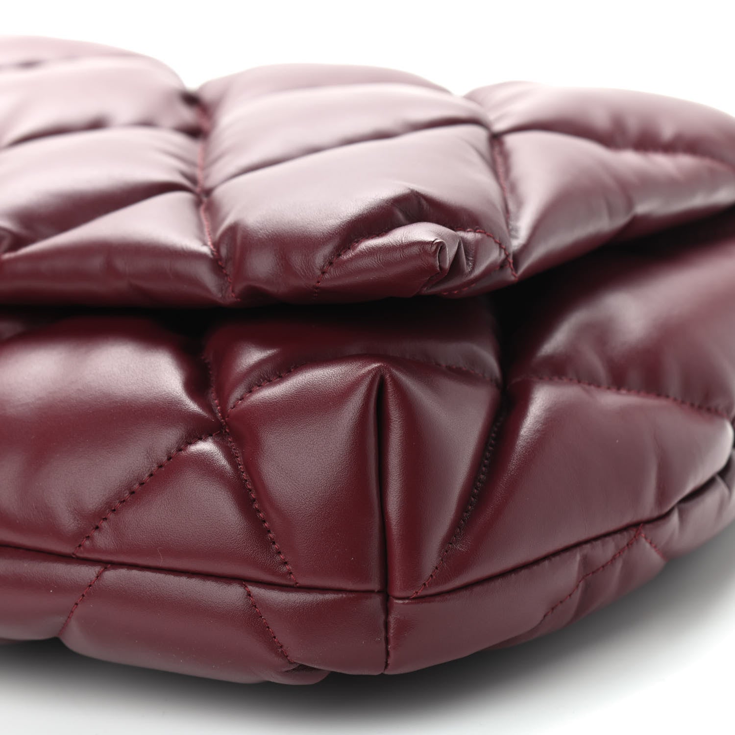 Balenciaga Nappa Calfskin Quilted Touch B Clutch Bag Dark Red 9 of 9
