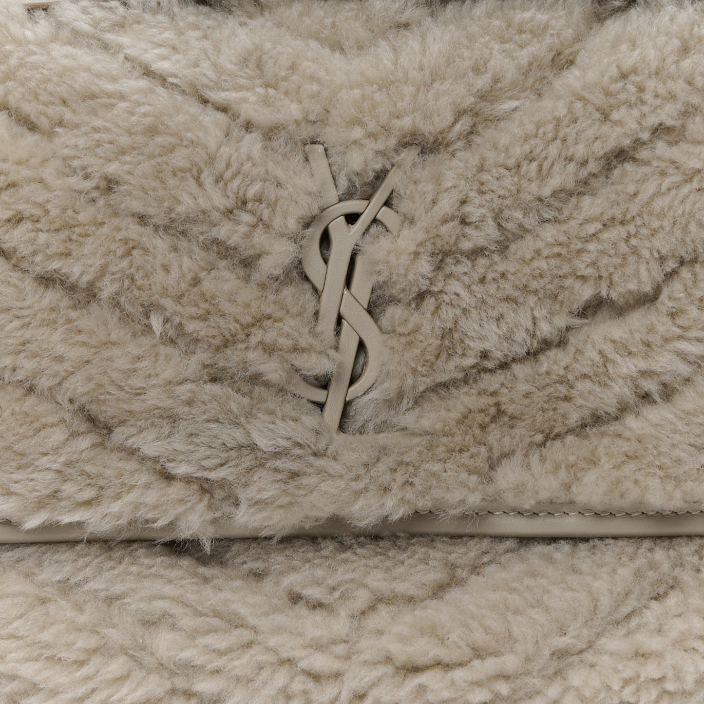 Calfskin Shearling Monogram Medium Niki Chain Satchel Grey