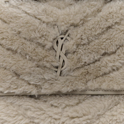 Saint Laurent Calfskin Shearling Monogram Medium Niki Chain Satchel Grey 9 of 11