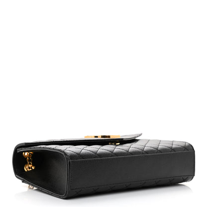 Saint Laurent Grain De Poudre Textured Mixed Matelasse Triquilt Medium Monogram Satchel Black 4 of 8