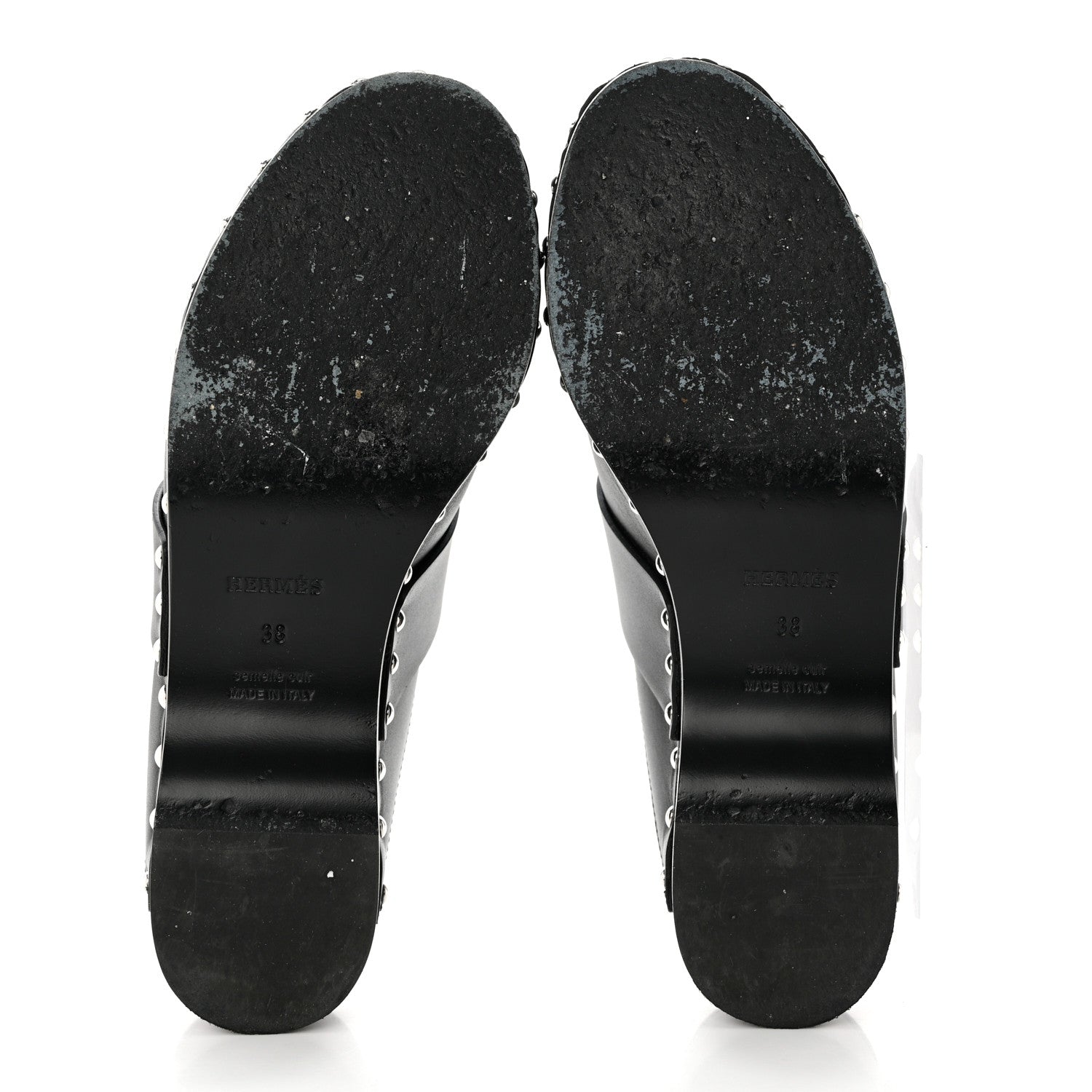 Hermes Calfskin Calya Mules 38 Black 5 of 7