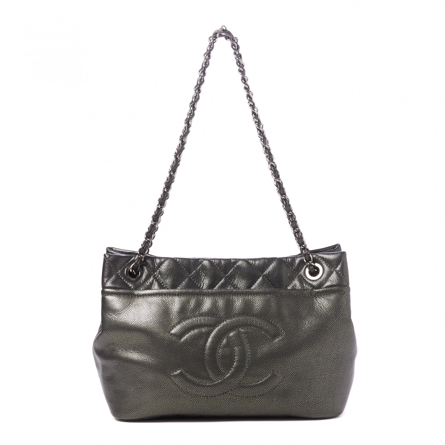 Chanel Metallic Caviar Quilted CC Timeless Tote Dark Silver 1 of 9
