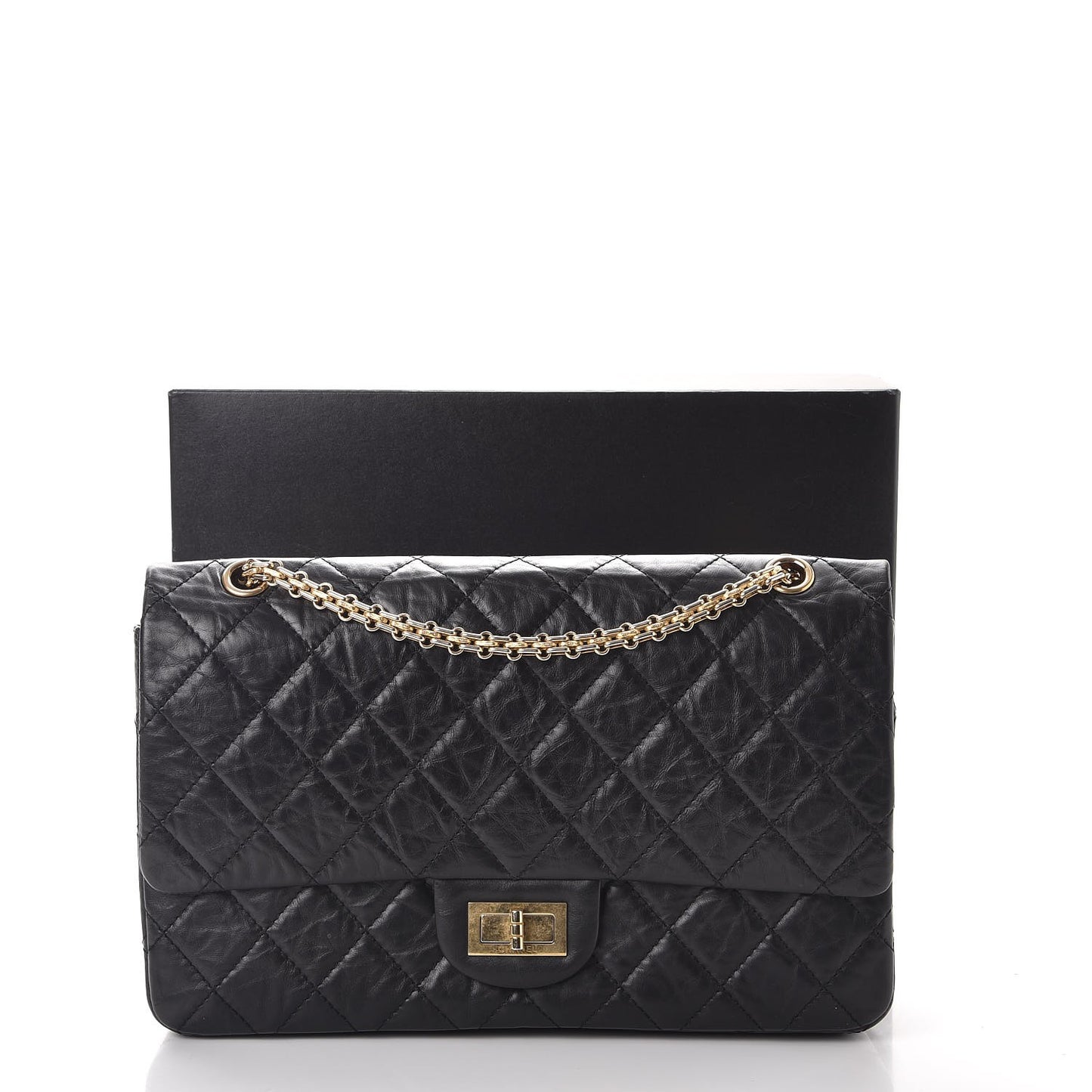 Aged Calfskin Quilted 2.55 Reissue 227 Flap Black