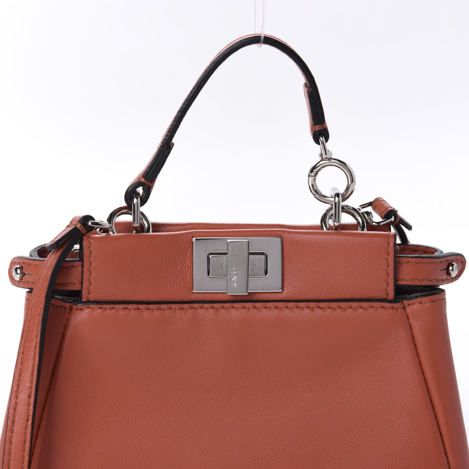 Fendi Shiny Nappa Micro Peekaboo Iconic Satchel Rosso Pimento 11 of 11