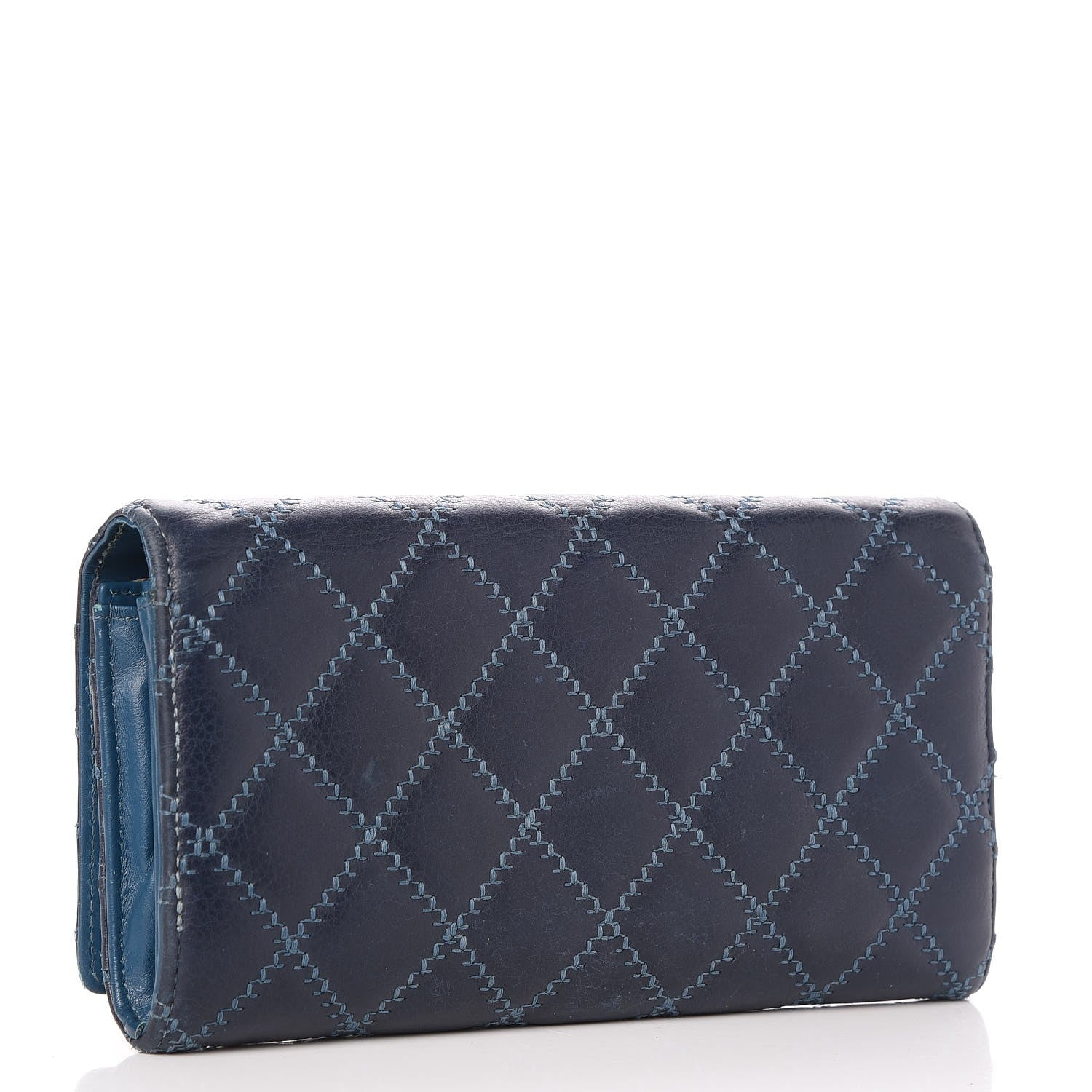 Chanel Calfskin Quilted Large Diamond CC Flap Wallet Navy 3 of 11