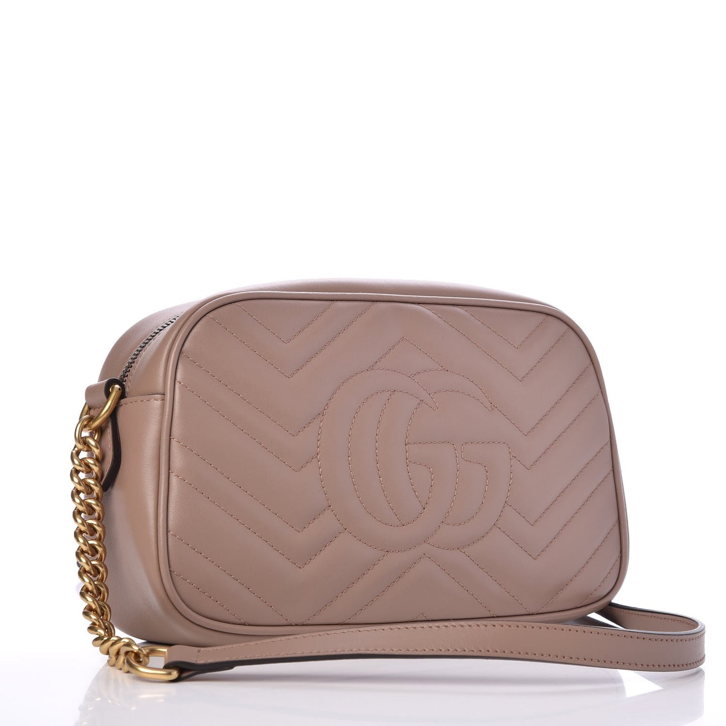 Calfskin Matelasse Small GG Marmont Chain Shoulder Bag Porcelain Rose