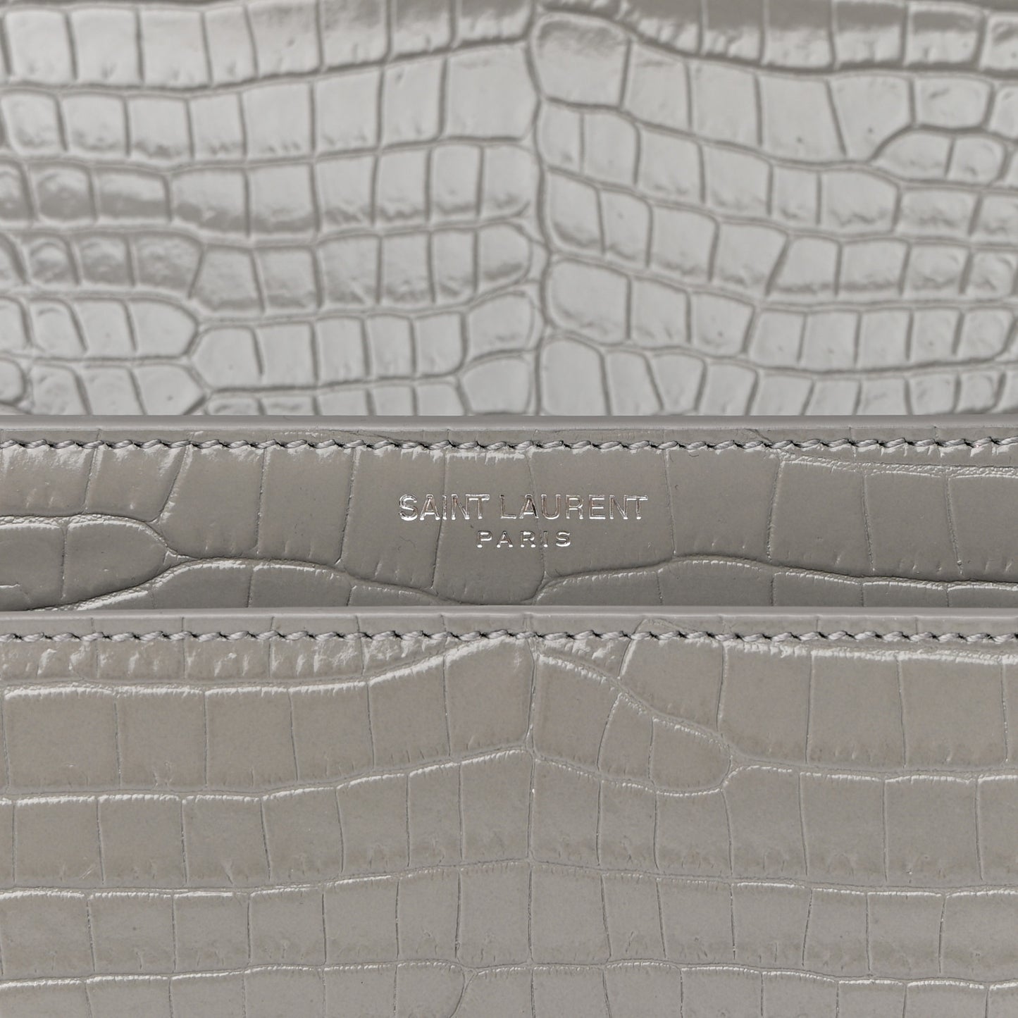 Calfskin Crocodile Embossed Medium Monogram Sunset New Stone