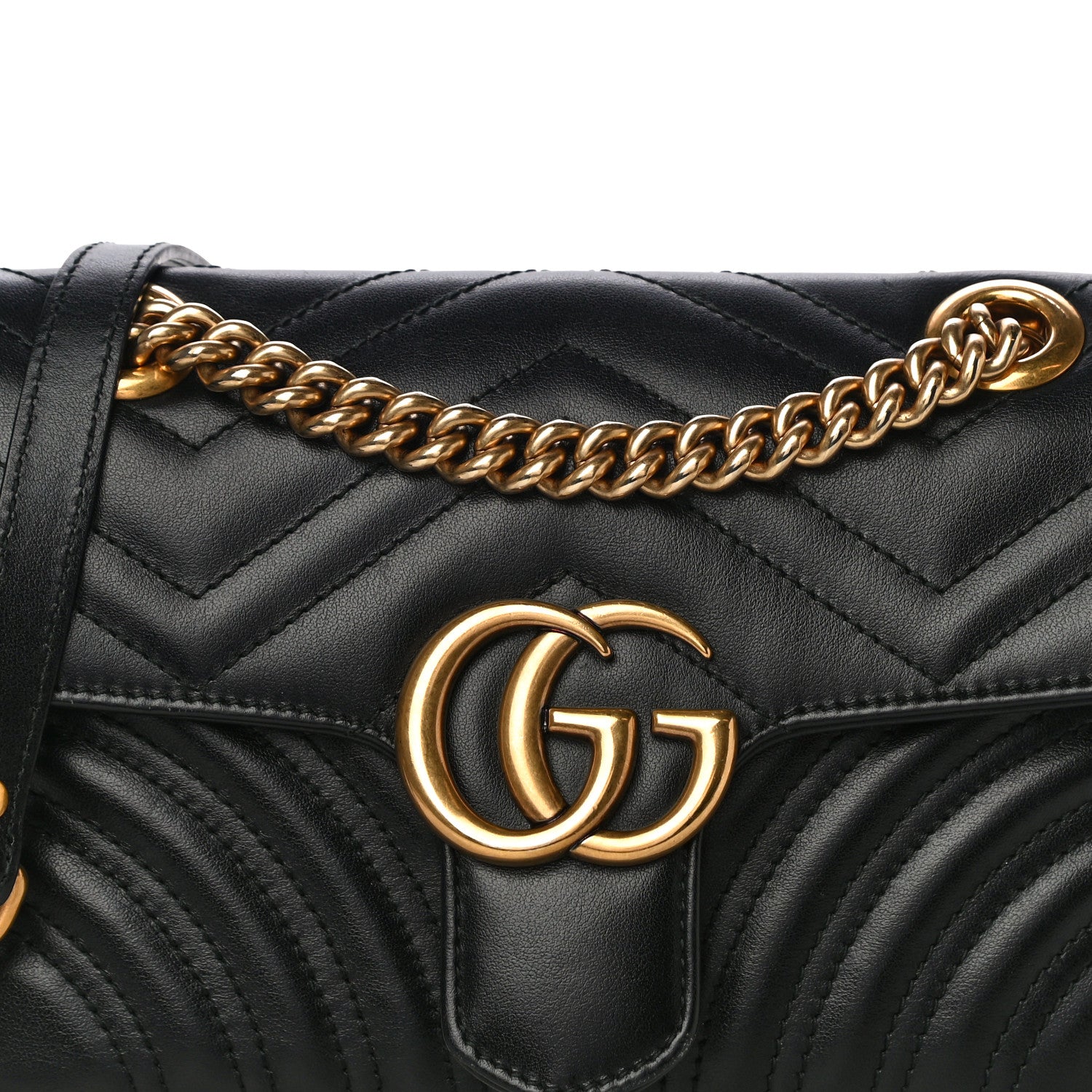 Gucci Calfskin Matelasse Mini GG Marmont Shoulder Bag Black 9 of 12