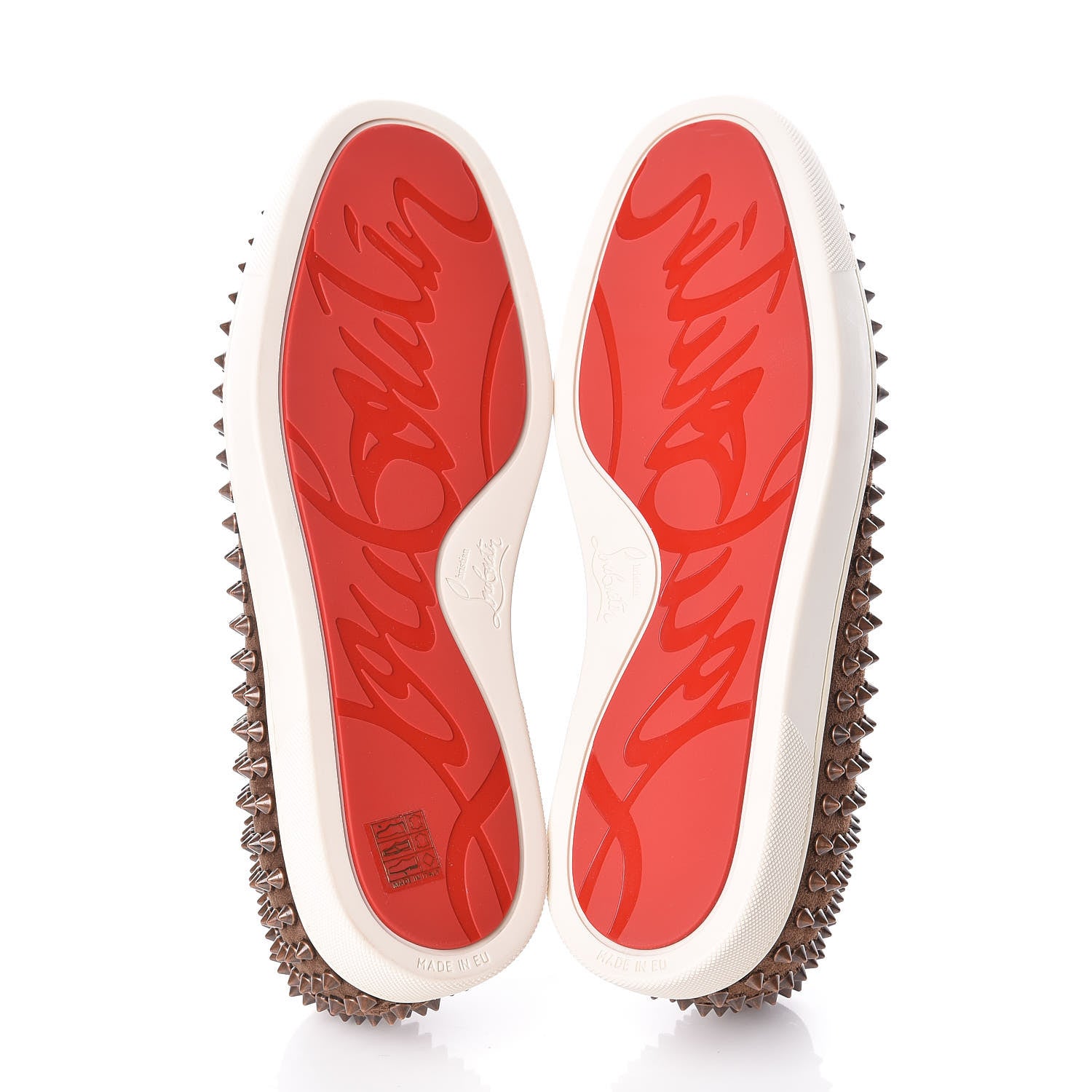Christian Louboutin Veau Velours Spikes Mens Roller Boat Flats 41 Chatain Antique Copper 5 of 10