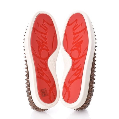 Christian Louboutin Veau Velours Spikes Mens Roller Boat Flats 41 Chatain Antique Copper 5 of 10