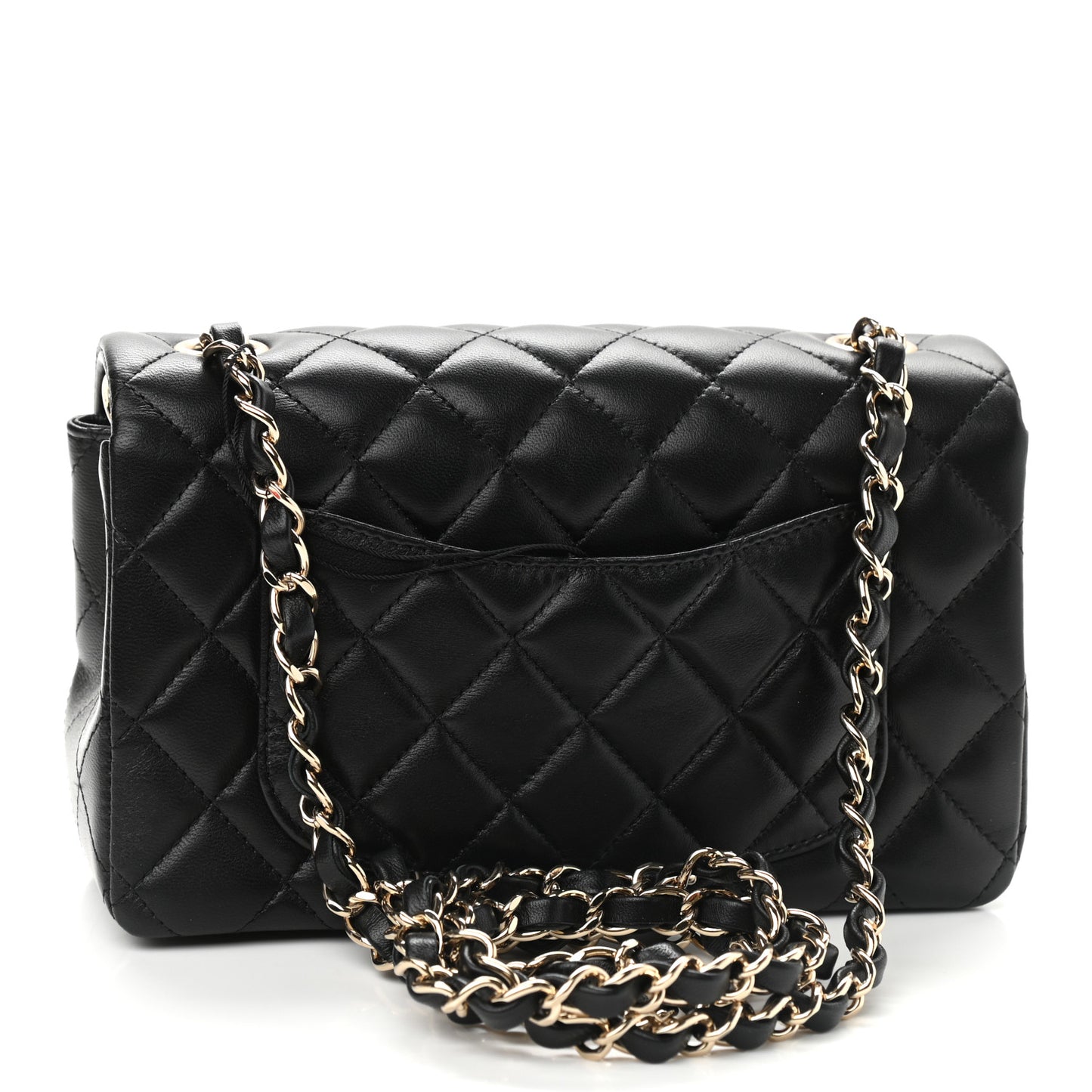 Lambskin Quilted Mini Rectangular Flap Black