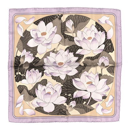 Hermes Silk Fleurs de Lotus Scarf 90 Parme 1 of 5