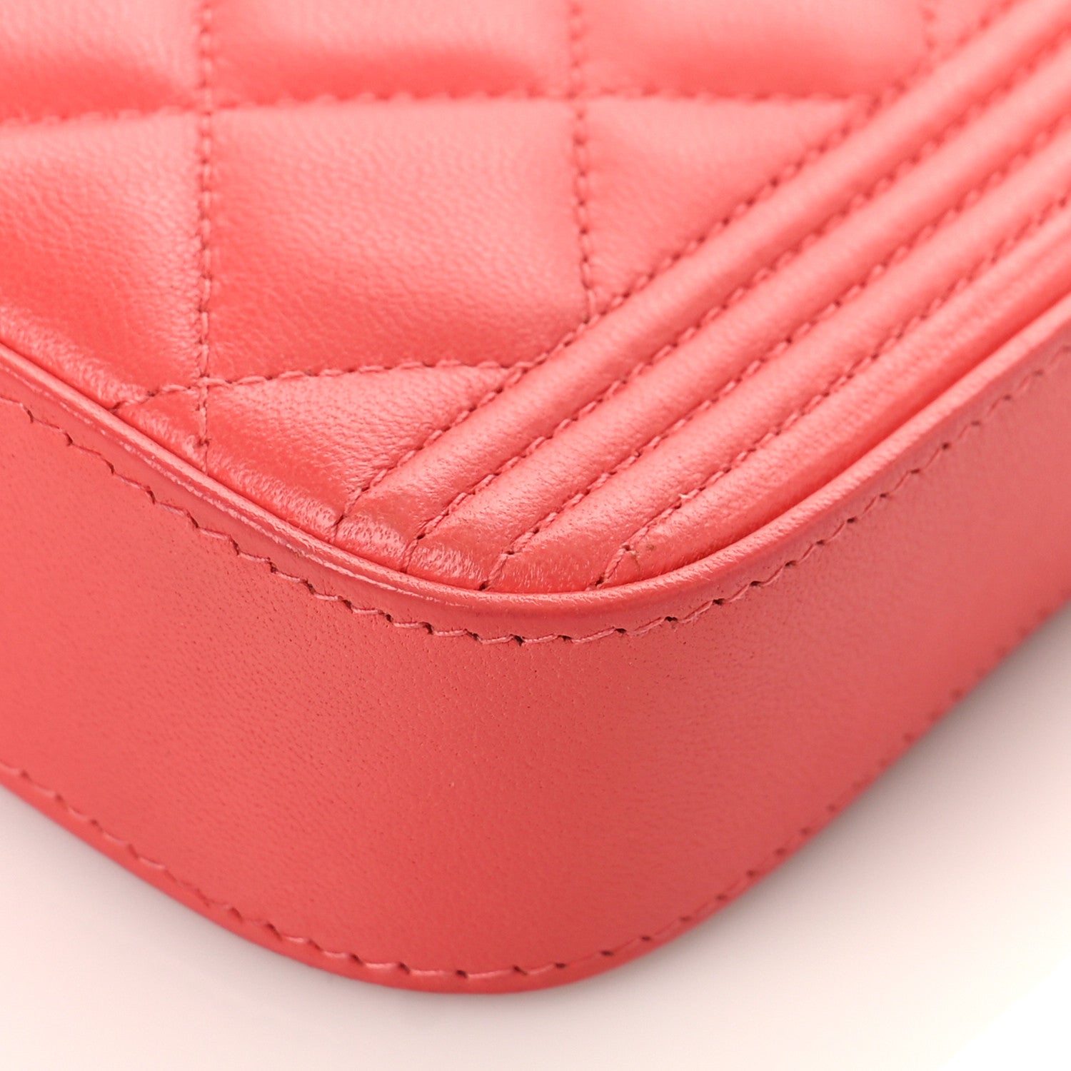 Chanel Lambskin Quilted Small Boy Clutch With Chain Coral 9 of 9