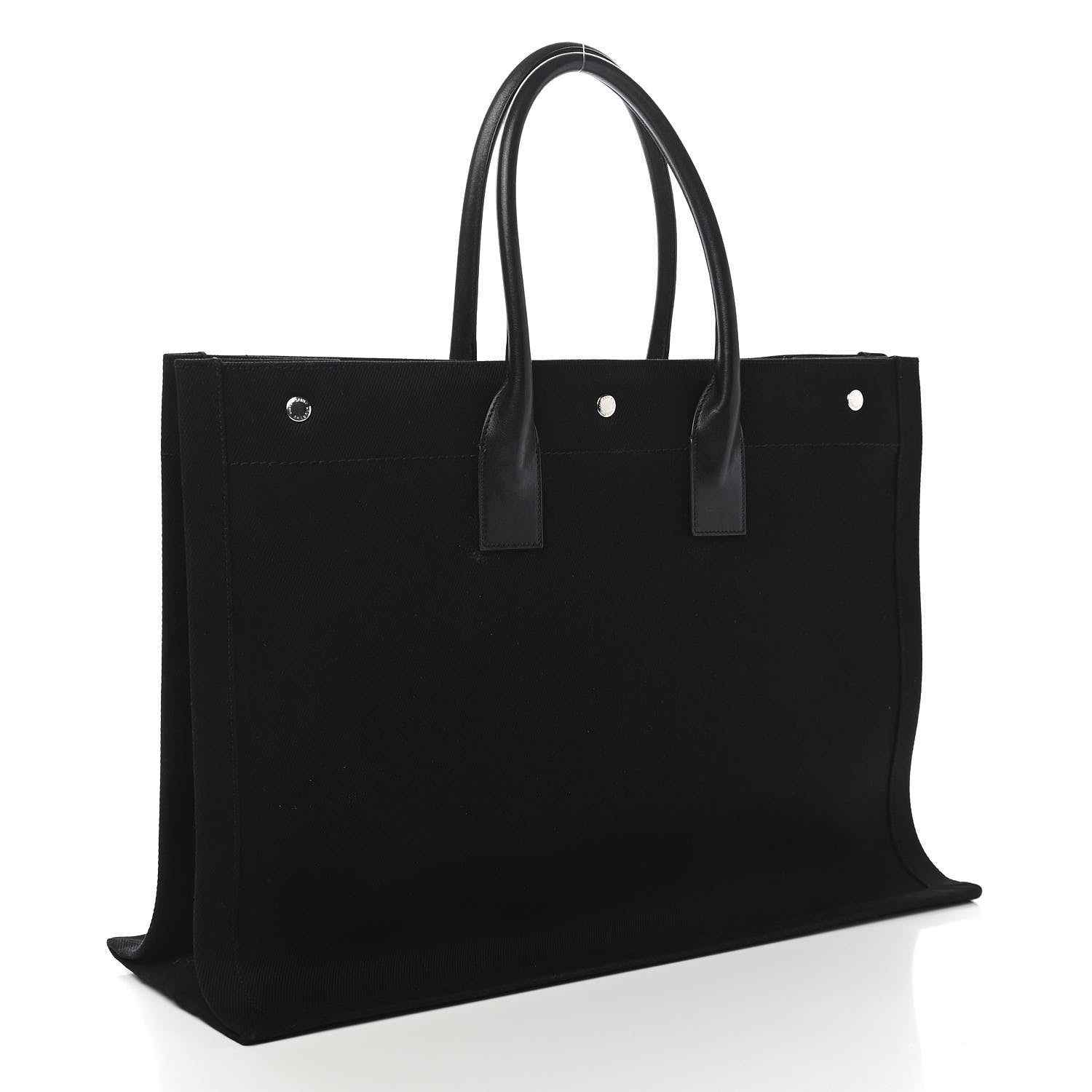 Saint Laurent Linen Calfskin Rive Gauche Tote Black 3 of 8