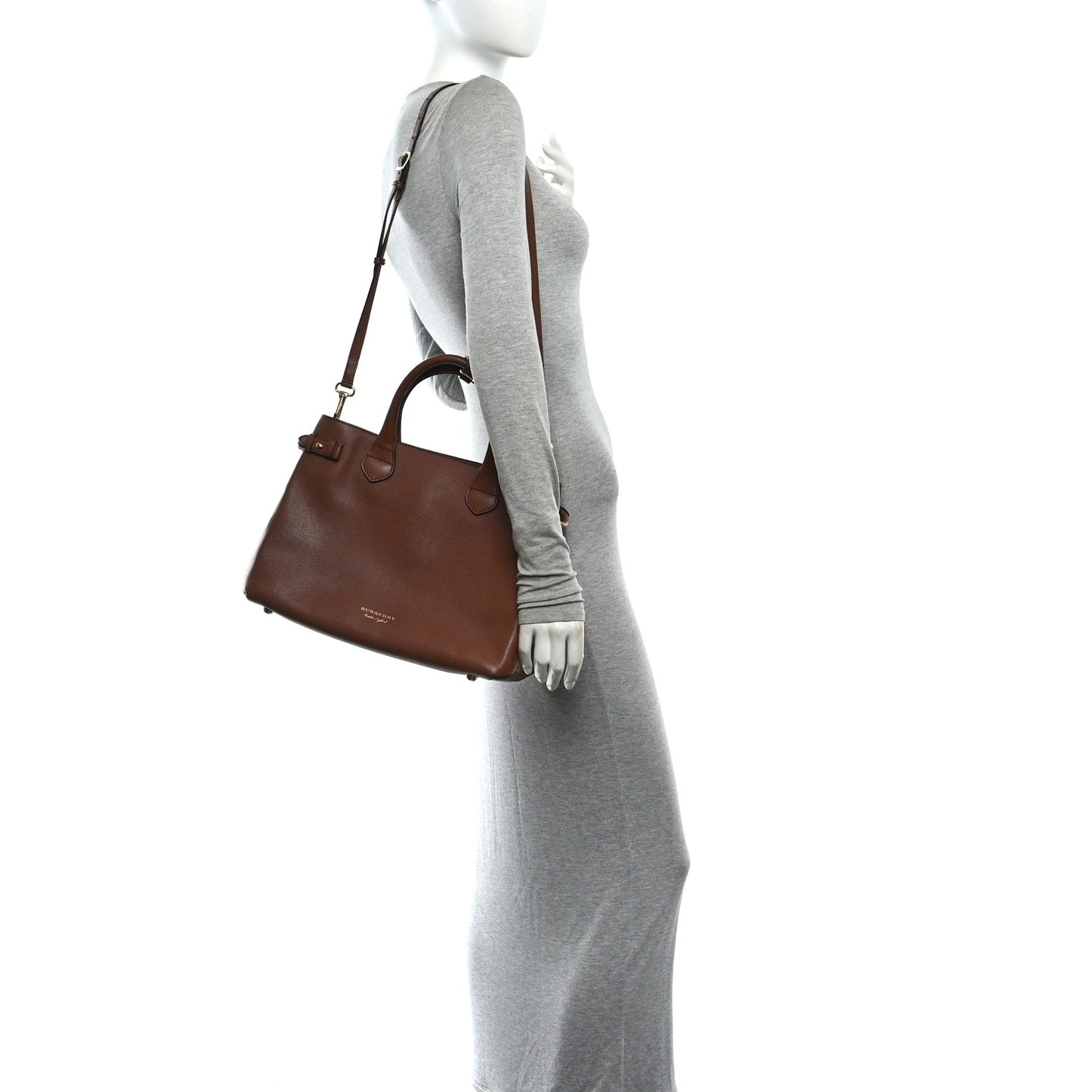 Derby Calfskin House Check Medium Banner Tote Tan